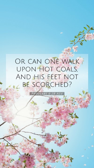 Picture 07 - Proverbs 6:28 ASV Mobile Phone Wallpaper - Or can one walk upon hot coals, And his feet not - Mobile Bible Verse Wallpaper