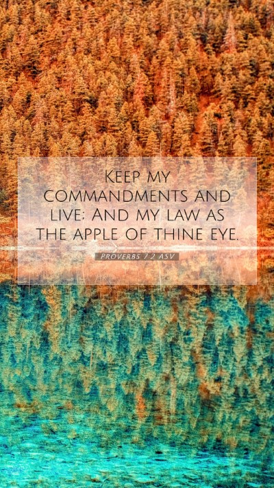 Picture 07 - Proverbs 7:2 ASV Mobile Phone Wallpaper - Keep my commandments and live; And my law as the - Mobile Bible Verse Wallpaper