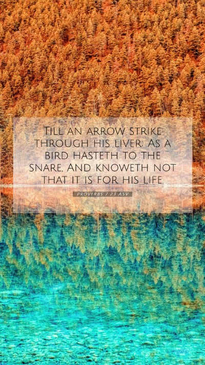 Picture 07 - Proverbs 7:23 ASV Mobile Phone Wallpaper - Till an arrow strike through his liver; As a bird - Mobile Bible Verse Wallpaper
