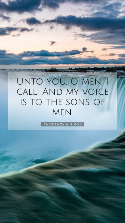 Picture 07 - Proverbs 8:4 ASV Mobile Phone Wallpaper - Unto you, O men, I call; And my voice is to the - Mobile Bible Verse Wallpaper