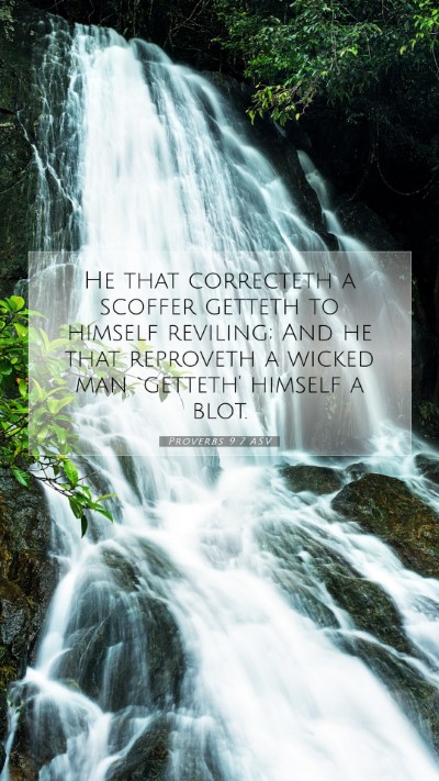 Picture 07 - Proverbs 9:7 ASV Mobile Phone Wallpaper - He that correcteth a scoffer getteth to himself - Mobile Bible Verse Wallpaper