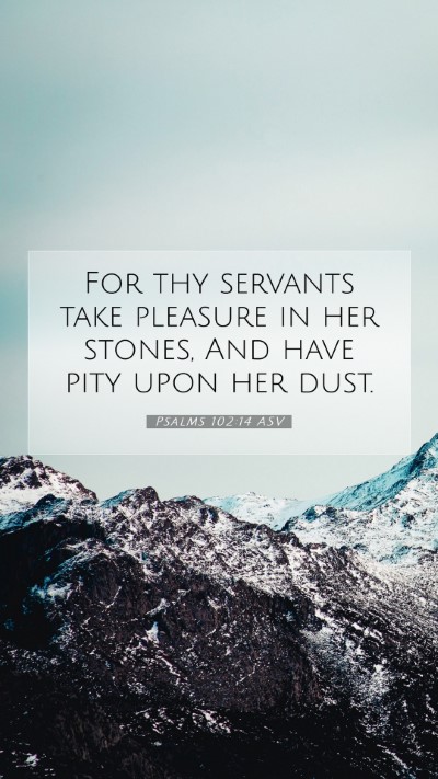 Picture 07 - Psalms 102:14 ASV Mobile Phone Wallpaper - For thy servants take pleasure in her stones, And - Mobile Bible Verse Wallpaper