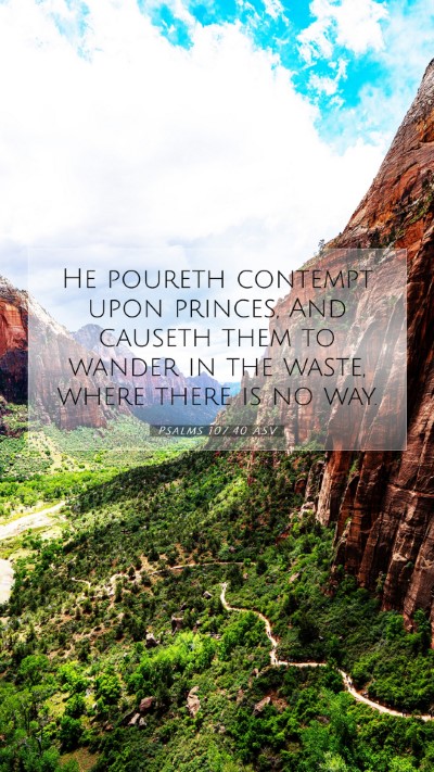Picture 07 - Psalms 107:40 ASV Mobile Phone Wallpaper - He poureth contempt upon princes, And causeth - Mobile Bible Verse Wallpaper