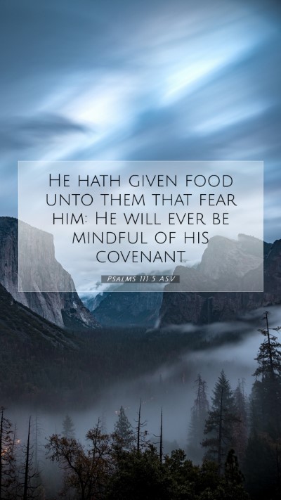 Picture 07 - Psalms 111:5 ASV Mobile Phone Wallpaper - He hath given food unto them that fear him: He - Mobile Bible Verse Wallpaper