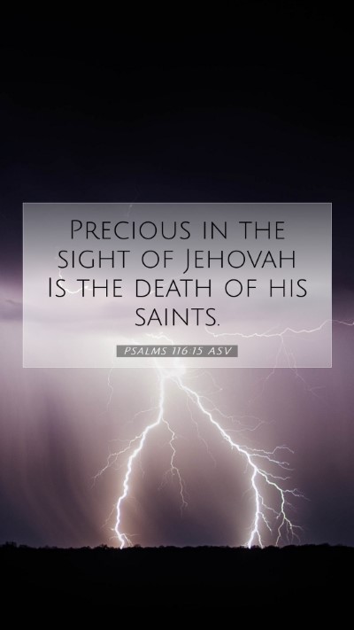 Picture 07 - Psalms 116:15 ASV Mobile Phone Wallpaper - Precious in the sight of Jehovah Is the death of - Mobile Bible Verse Wallpaper