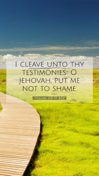 Picture 07 - Psalms 119:31 ASV Mobile Phone Wallpaper - I cleave unto thy testimonies: O Jehovah, put me - Mobile Bible Verse Wallpaper