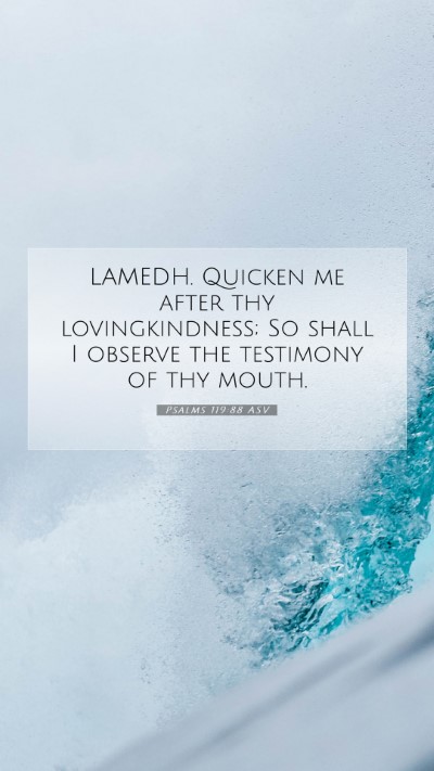 Picture 07 - Psalms 119:88 ASV Mobile Phone Wallpaper - LAMEDH. Quicken me after thy lovingkindness; So - Mobile Bible Verse Wallpaper