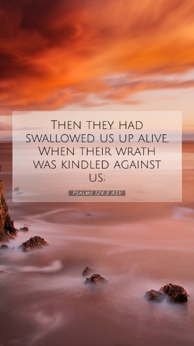 Picture 07 - Psalms 124:3 ASV Mobile Phone Wallpaper - Then they had swallowed us up alive, When their - Mobile Bible Verse Wallpaper