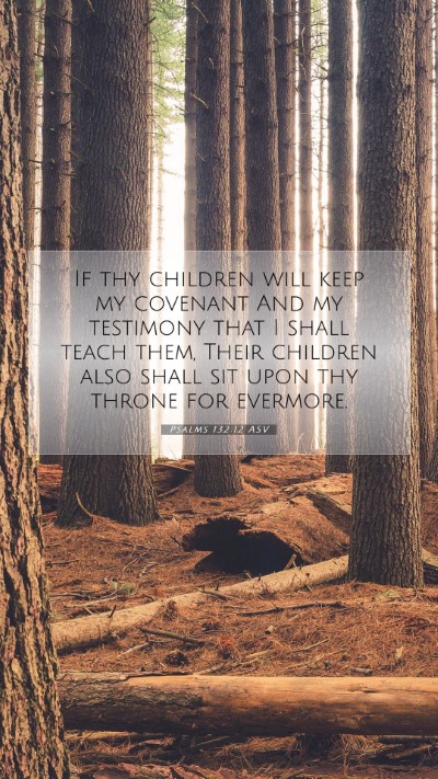 Picture 07 - Psalms 132:12 ASV Mobile Phone Wallpaper - If thy children will keep my covenant And my - Mobile Bible Verse Wallpaper