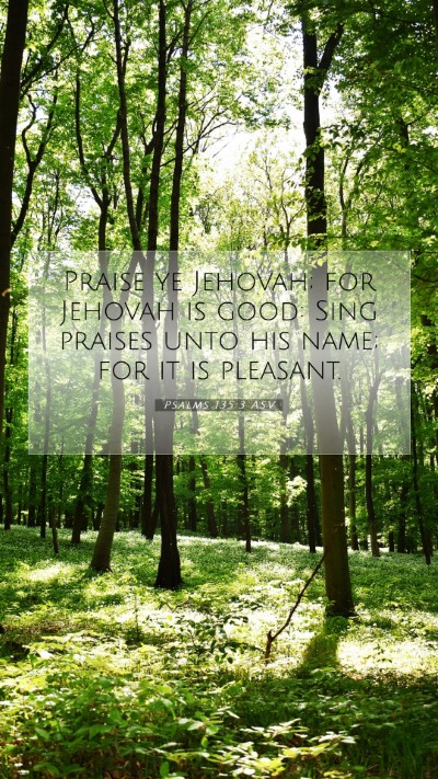 Picture 07 - Psalms 135:3 ASV Mobile Phone Wallpaper - Praise ye Jehovah; for Jehovah is good: Sing - Mobile Bible Verse Wallpaper