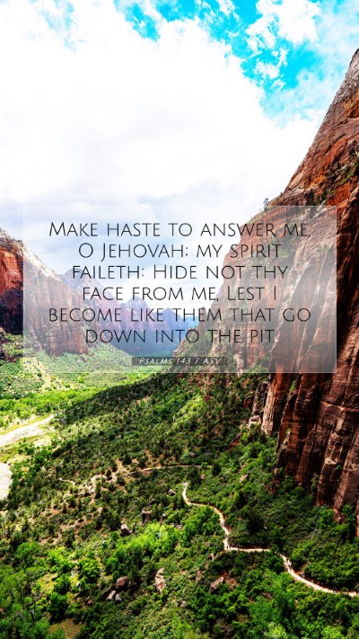 Picture 07 - Psalms 143:7 ASV Mobile Phone Wallpaper - Make haste to answer me, O Jehovah; my spirit - Mobile Bible Verse Wallpaper