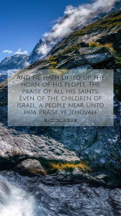 Picture 07 - Psalms 148:14 ASV Mobile Phone Wallpaper - And he hath lifted up the horn of his people, The - Mobile Bible Verse Wallpaper