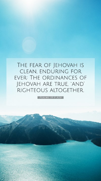 Picture 07 - Psalms 19:9 ASV Mobile Phone Wallpaper - The fear of Jehovah is clean, enduring for ever: - Mobile Bible Verse Wallpaper