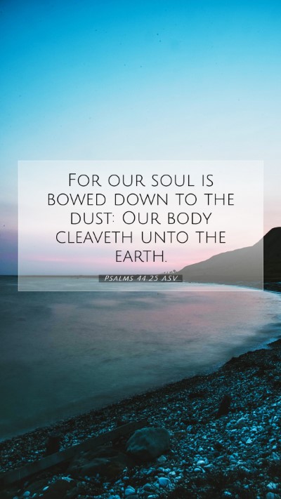 Picture 07 - Psalms 44:25 ASV Mobile Phone Wallpaper - For our soul is bowed down to the dust: Our body - Mobile Bible Verse Wallpaper