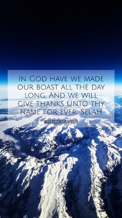 Picture 07 - Psalms 44:8 ASV Mobile Phone Wallpaper - In God have we made our boast all the day long, - Mobile Bible Verse Wallpaper