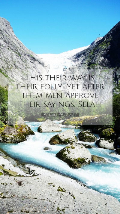 Picture 07 - Psalms 49:13 ASV Mobile Phone Wallpaper - This their way is their folly: Yet after them men - Mobile Bible Verse Wallpaper