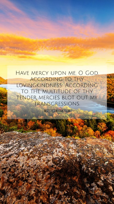 Picture 07 - Psalms 51:1 ASV Mobile Phone Wallpaper - Have mercy upon me, O God, according to thy - Mobile Bible Verse Wallpaper
