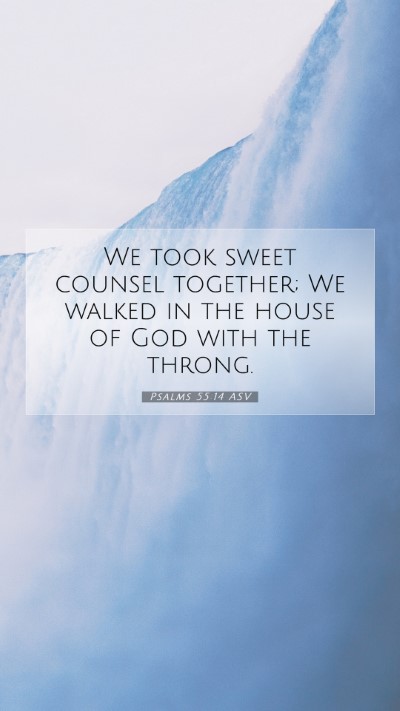 Picture 07 - Psalms 55:14 ASV Mobile Phone Wallpaper - We took sweet counsel together; We walked in the - Mobile Bible Verse Wallpaper