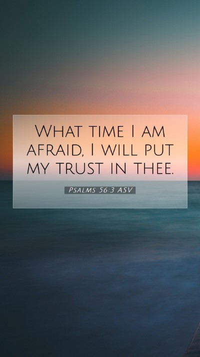 Picture 07 - Psalms 56:3 ASV Mobile Phone Wallpaper - What time I am afraid, I will put my trust in - Mobile Bible Verse Wallpaper