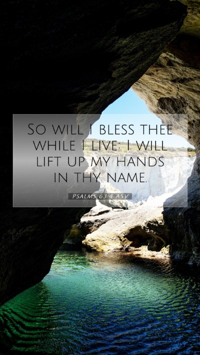Picture 07 - Psalms 63:4 ASV Mobile Phone Wallpaper - So will I bless thee while I live: I will lift up - Mobile Bible Verse Wallpaper