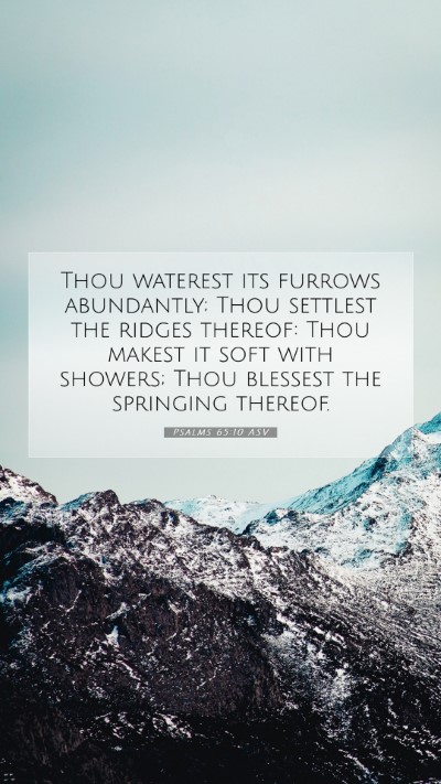 Picture 07 - Psalms 65:10 ASV Mobile Phone Wallpaper - Thou waterest its furrows abundantly; Thou - Mobile Bible Verse Wallpaper