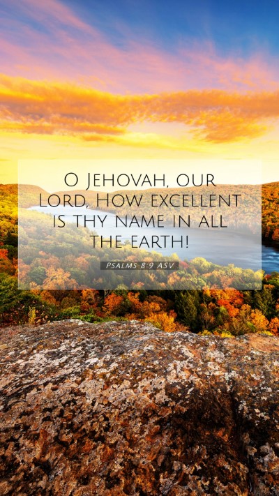 Picture 07 - Psalms 8:9 ASV Mobile Phone Wallpaper - O Jehovah, our Lord, How excellent is thy name in - Mobile Bible Verse Wallpaper