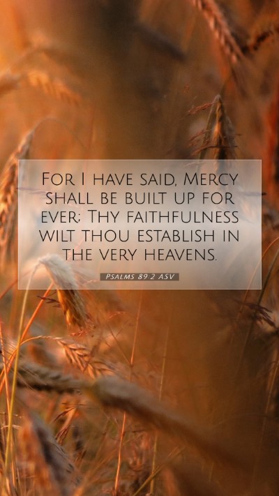Picture 07 - Psalms 89:2 ASV Mobile Phone Wallpaper - For I have said, Mercy shall be built up for - Mobile Bible Verse Wallpaper