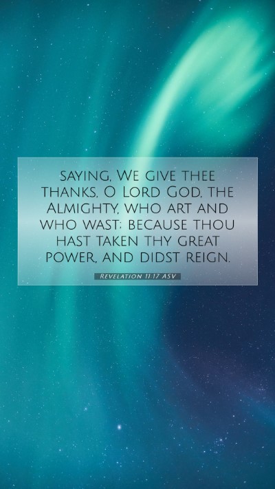 Picture 07 - Revelation 11:17 ASV Mobile Phone Wallpaper - saying, We give thee thanks, O Lord God, the - Mobile Bible Verse Wallpaper