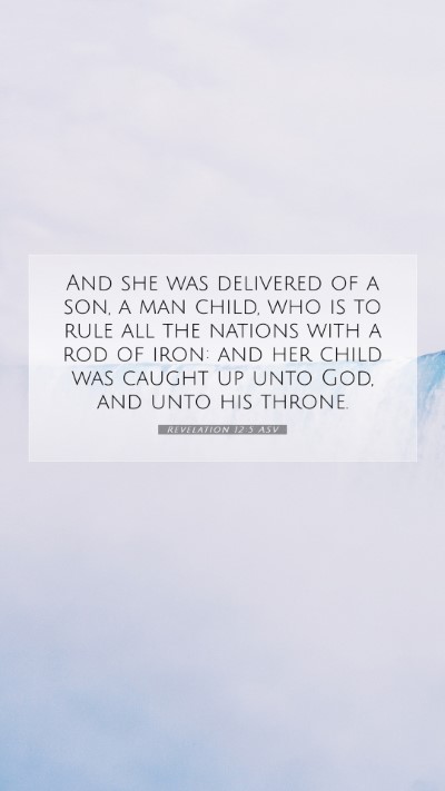 Picture 07 - Revelation 12:5 ASV Mobile Phone Wallpaper - And she was delivered of a son, a man child, who - Mobile Bible Verse Wallpaper