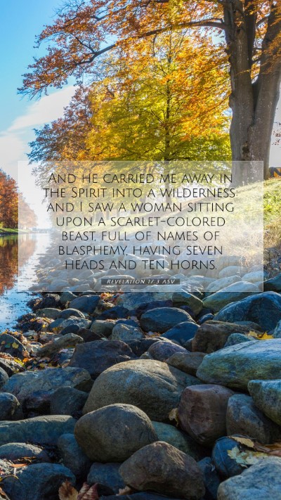 Picture 07 - Revelation 17:3 ASV Mobile Phone Wallpaper - And he carried me away in the Spirit into a - Mobile Bible Verse Wallpaper
