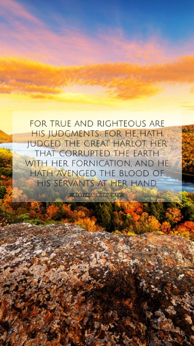 Picture 07 - Revelation 19:2 ASV Mobile Phone Wallpaper - for true and righteous are his judgments; for he - Mobile Bible Verse Wallpaper