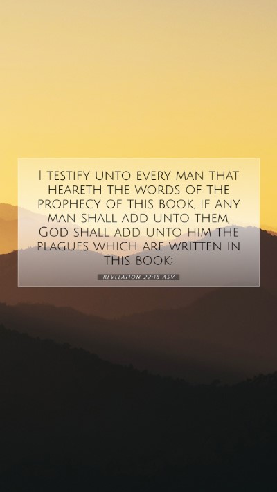 Picture 07 - Revelation 22:18 ASV Mobile Phone Wallpaper - I testify unto every man that heareth the words - Mobile Bible Verse Wallpaper