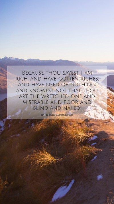 Picture 07 - Revelation 3:17 ASV Mobile Phone Wallpaper - Because thou sayest, I am rich, and have gotten - Mobile Bible Verse Wallpaper