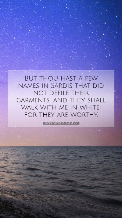 Picture 07 - Revelation 3:4 ASV Mobile Phone Wallpaper - But thou hast a few names in Sardis that did not - Mobile Bible Verse Wallpaper