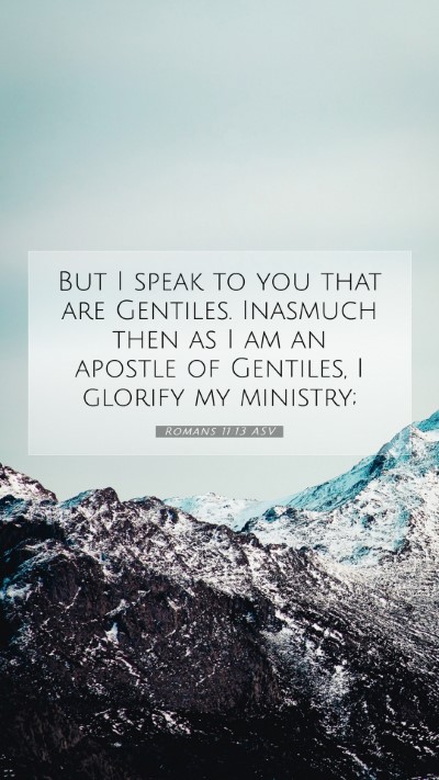 Picture 07 - Romans 11:13 ASV Mobile Phone Wallpaper - But I speak to you that are Gentiles. Inasmuch - Mobile Bible Verse Wallpaper