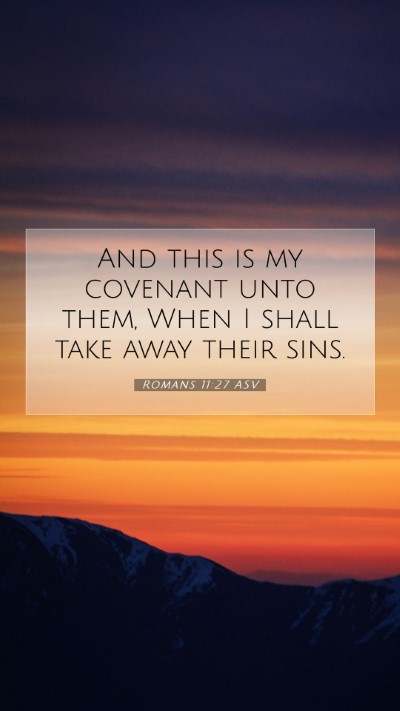 Picture 07 - Romans 11:27 ASV Mobile Phone Wallpaper - And this is my covenant unto them, When I shall - Mobile Bible Verse Wallpaper
