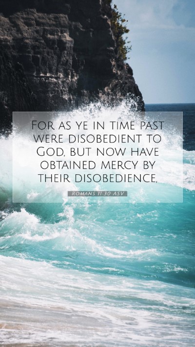 Picture 07 - Romans 11:30 ASV Mobile Phone Wallpaper - For as ye in time past were disobedient to God, - Mobile Bible Verse Wallpaper