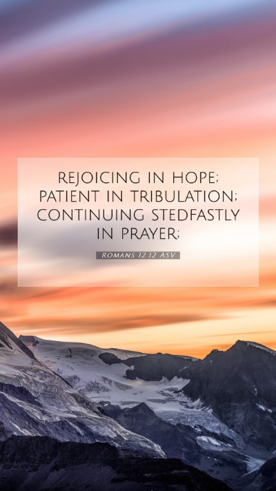 Picture 07 - Romans 12:12 ASV Mobile Phone Wallpaper - rejoicing in hope; patient in tribulation; - Mobile Bible Verse Wallpaper