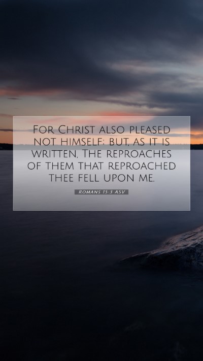 Picture 07 - Romans 15:3 ASV Mobile Phone Wallpaper - For Christ also pleased not himself; but, as it - Mobile Bible Verse Wallpaper