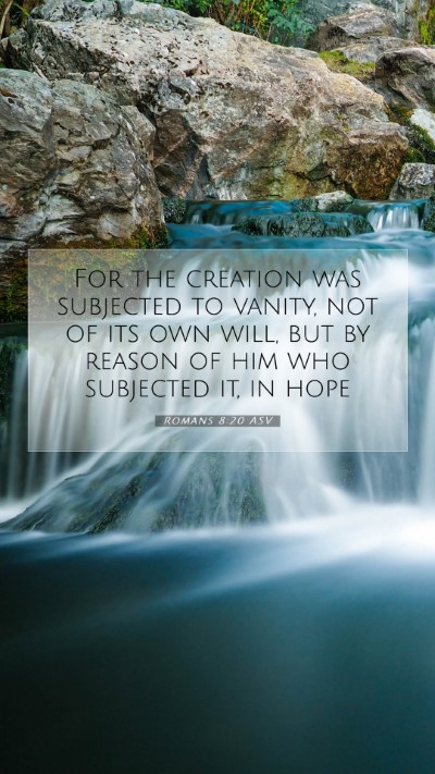 Picture 07 - Romans 8:20 ASV Mobile Phone Wallpaper - For the creation was subjected to vanity, not of - Mobile Bible Verse Wallpaper