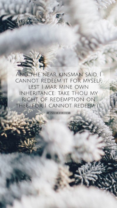 Picture 07 - Ruth 4:6 ASV Mobile Phone Wallpaper - And the near kinsman said, I cannot redeem it for - Mobile Bible Verse Wallpaper