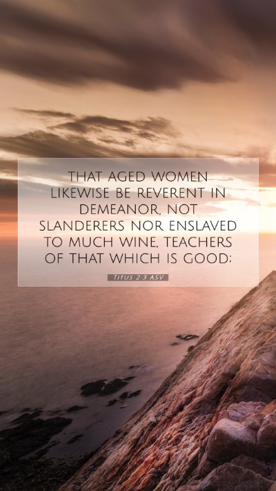 Picture 07 - Titus 2:3 ASV Mobile Phone Wallpaper - that aged women likewise be reverent in demeanor, - Mobile Bible Verse Wallpaper