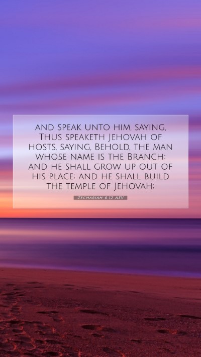 Picture 07 - Zechariah 6:12 ASV Mobile Phone Wallpaper - and speak unto him, saying, Thus speaketh Jehovah - Mobile Bible Verse Wallpaper
