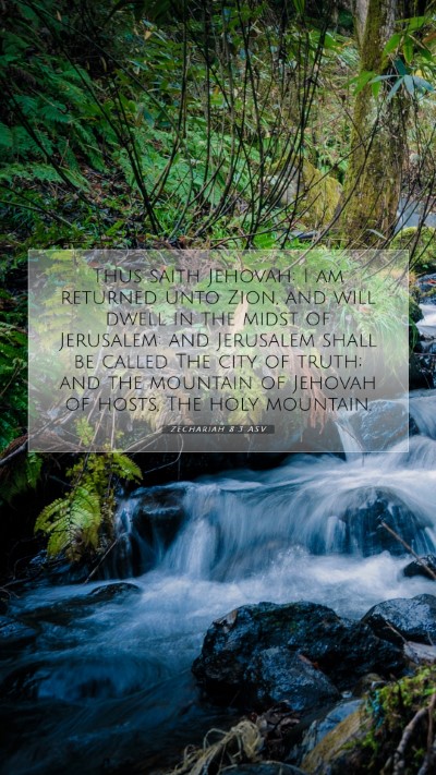 Picture 07 - Zechariah 8:3 ASV Mobile Phone Wallpaper - Thus saith Jehovah: I am returned unto Zion, and - Mobile Bible Verse Wallpaper